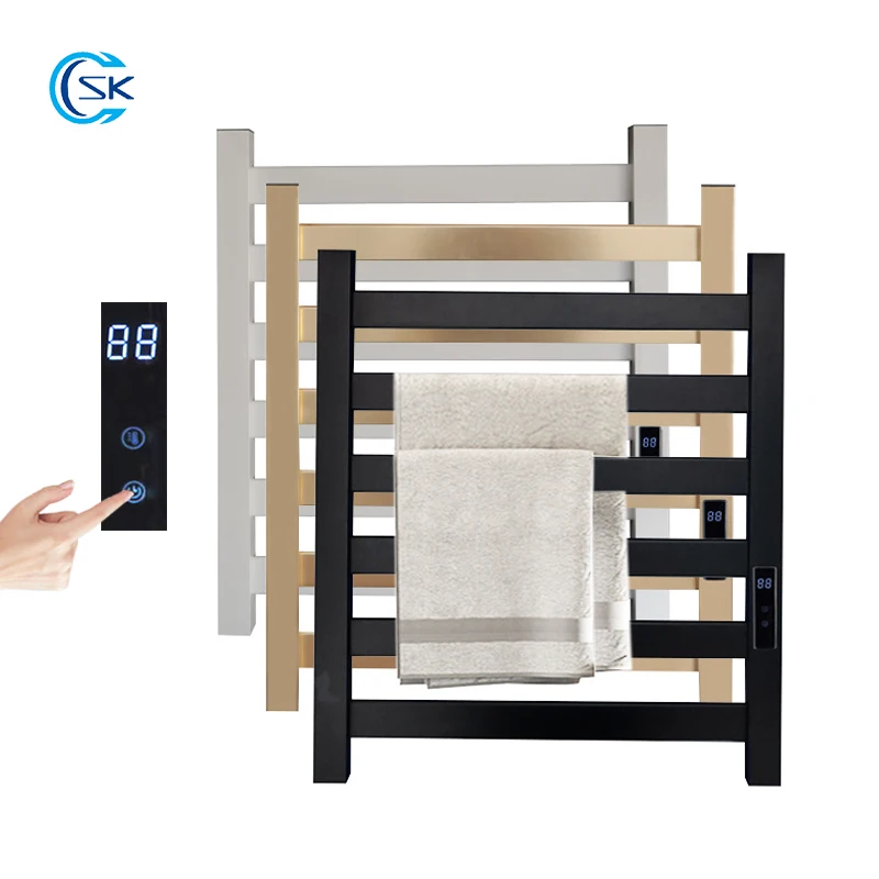 Gold/Black/White Bathroom Towel Warmer Temperature Control Timing Electric Heated Towel Rail Fast Drying Electric Towel Rack