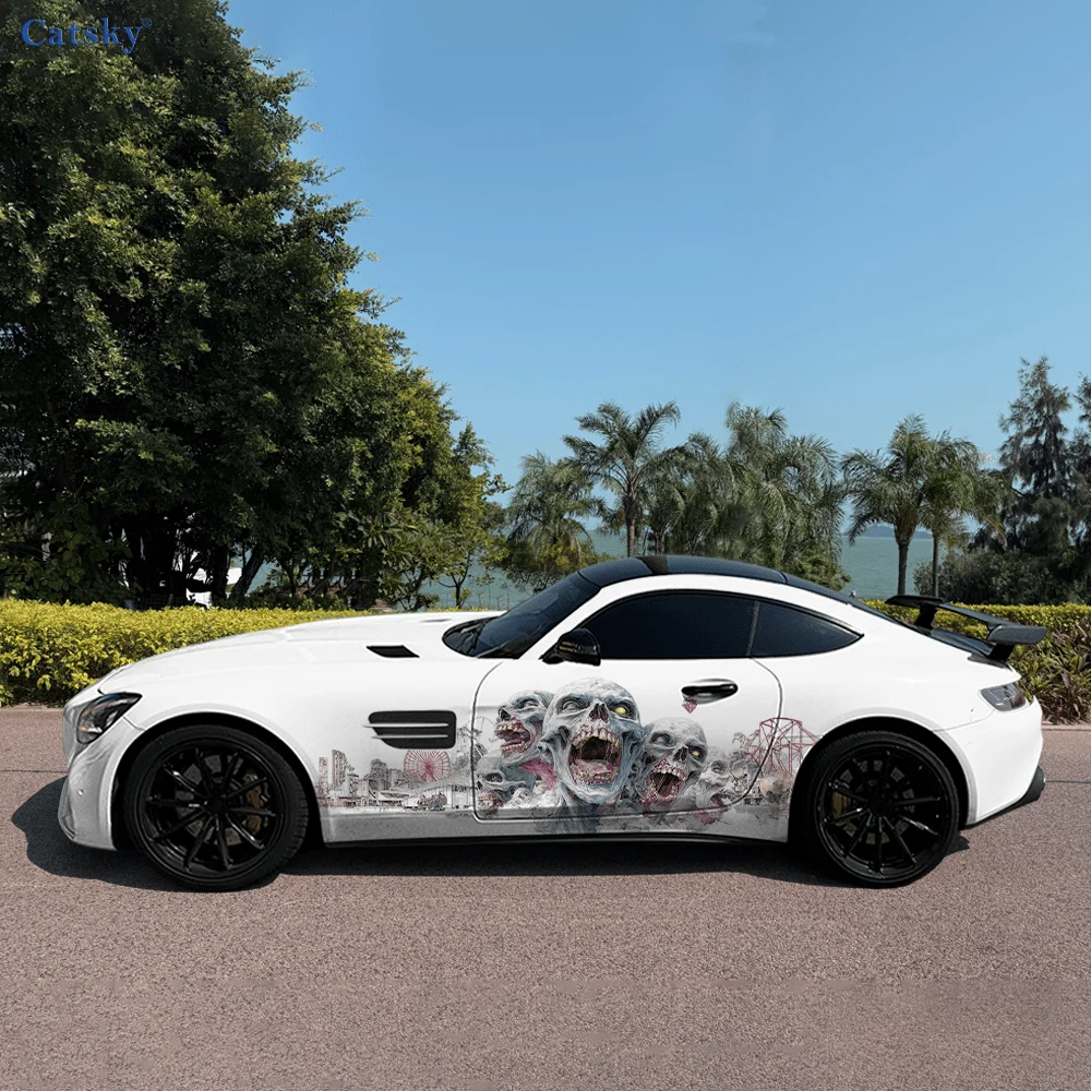Horror Zombie Bite Tear Car Vinyl Wraps Decal Self-adhesive PVC Sticker Suitable for Trucks SUV Decoration Auto Accessories Gift