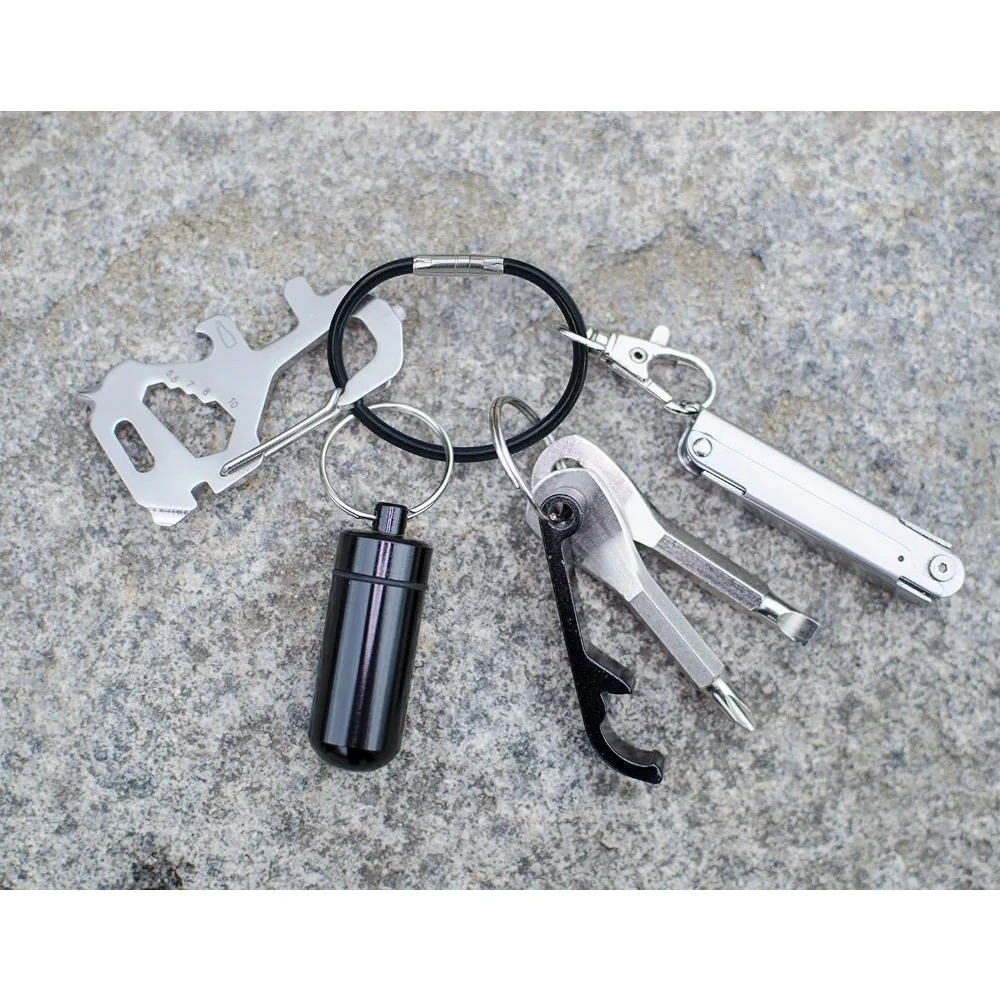 Chaveiro de fio de aço revestido de nylon flexível, resistente à corrosão e durável, pacote com 5 cores sortidas