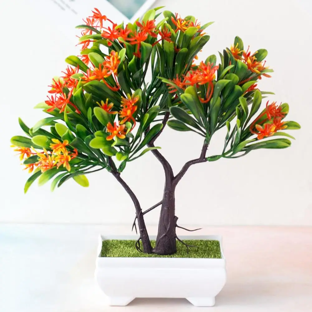 Artificial Plastic Plants Bonsai Fresh-keeping Artificial Flower with Pot Fake Plant Potted Flower Garden Arrangement Ornaments