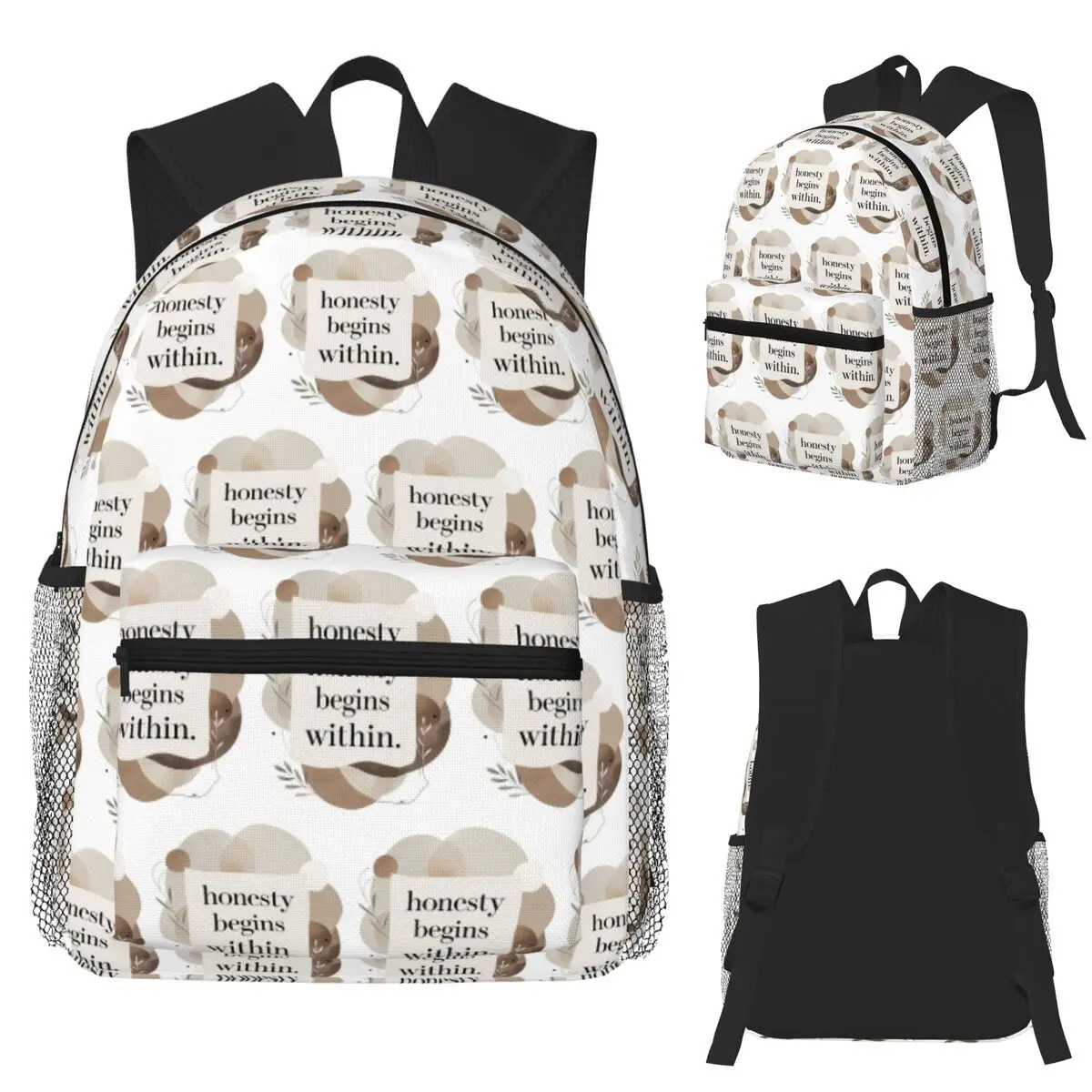 

Honesty Begins Within Minimalist Inspirational Quote Design Student Backpack School Bag Daypack Fashion Bookbag Shoulder Bags