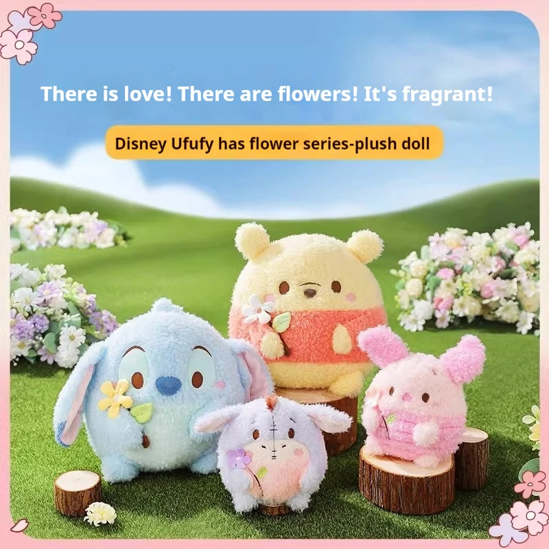 Miniso D isney Flower Series Stitch Piglet P ooh Bear Eeyore Plush Doll Cute Doll Decoration Toy Kawaii Anime Kids Birthday Gift