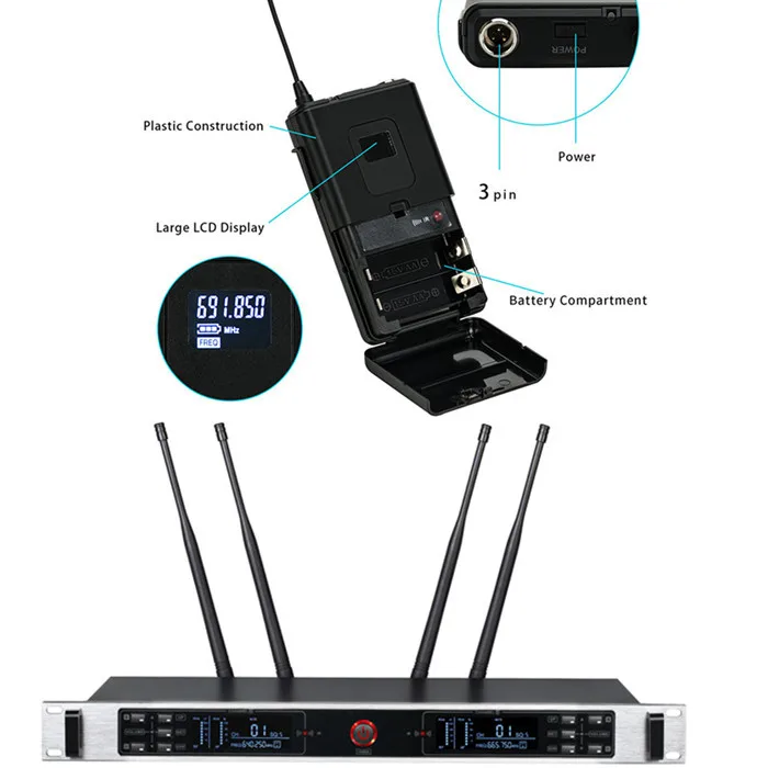 TURE DIVERSITY 640-690MHz UR-3000L sound equipment wireless lapel mic lavalier lapel microphone professional micrfono