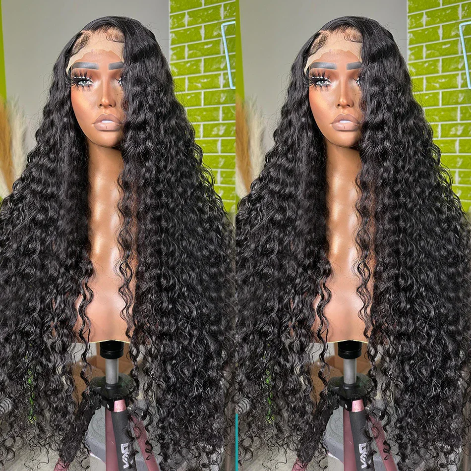 

30 34Inch 13x4 13x6 Deep Wave Frontal Wigs 200% Peruvian Human Hair Remy 4x4 Lace Closure Kinky Curly Wigs For Women Pre Plucked