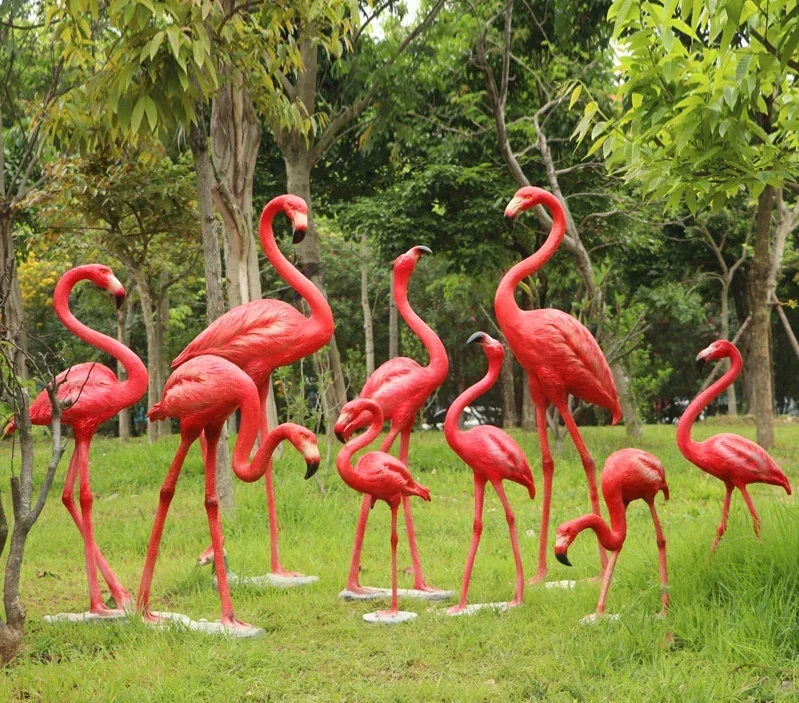 

MJY simulation flamingo outdoor garden courtyard wedding props fiberglass sculpture water feature decoration