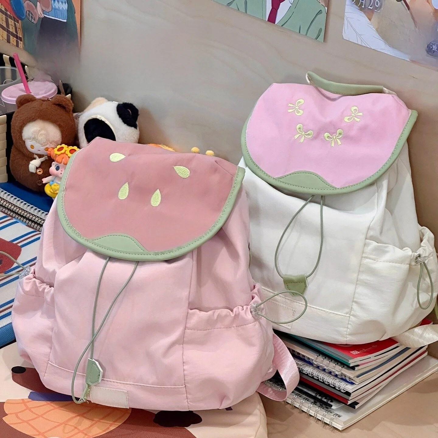 Cute Japanese Style College Student Backpack Lightweight Waterproof Travel Hiking Bag Dual Shoulder Sweet School Style Bag
