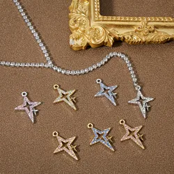 10PCs Shining Crystal Star Charms Alloy Galaxy Star Pendants For Women Necklace Earrings Diy Handmade Making Supplies 23x16mm