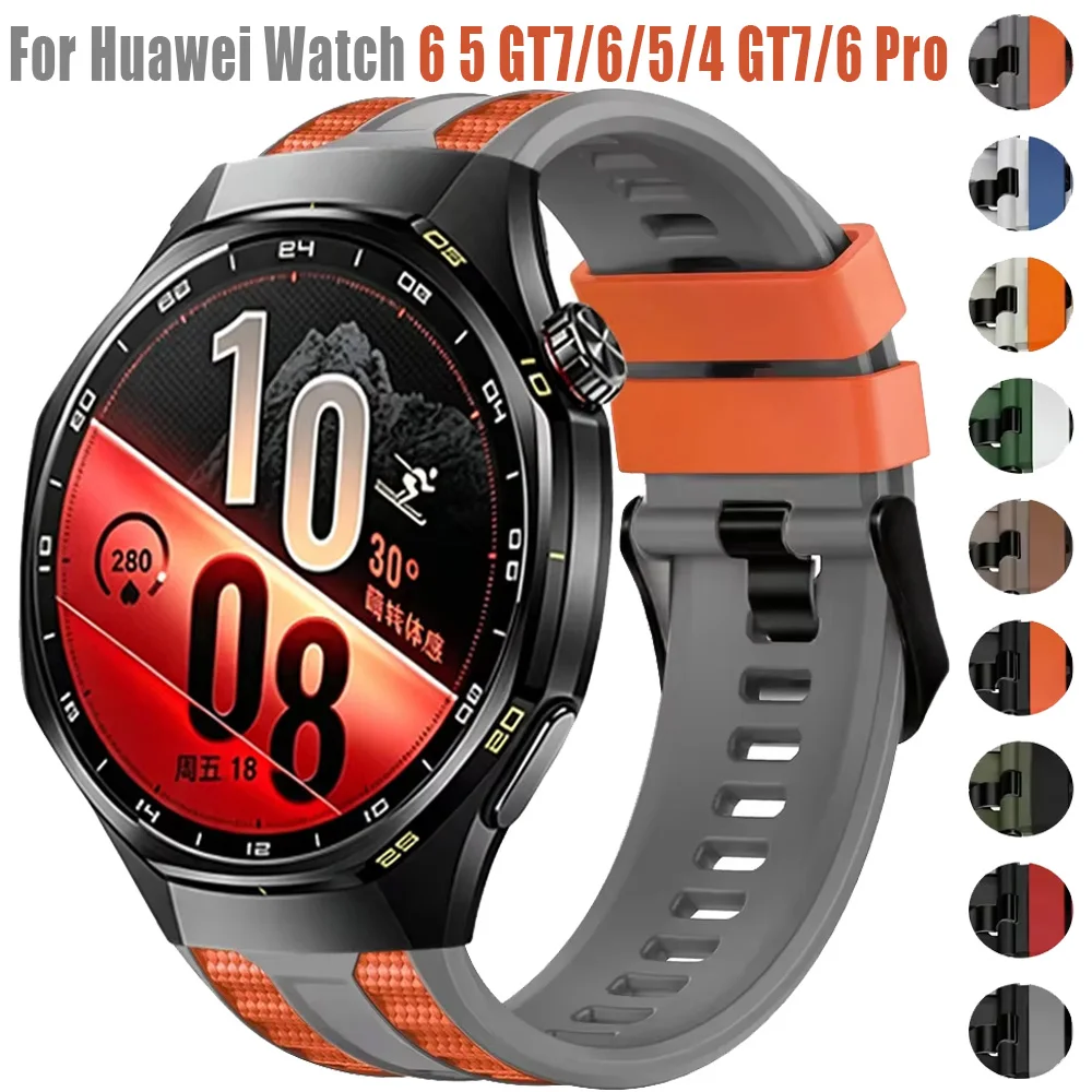 22mm Official Two-color Silicone Strap For Huawei Watch 6 5 GT7/6/5/4 GT7/6 Pro 46mm Bracelet Watchband Huawei Watch Ultimate 2