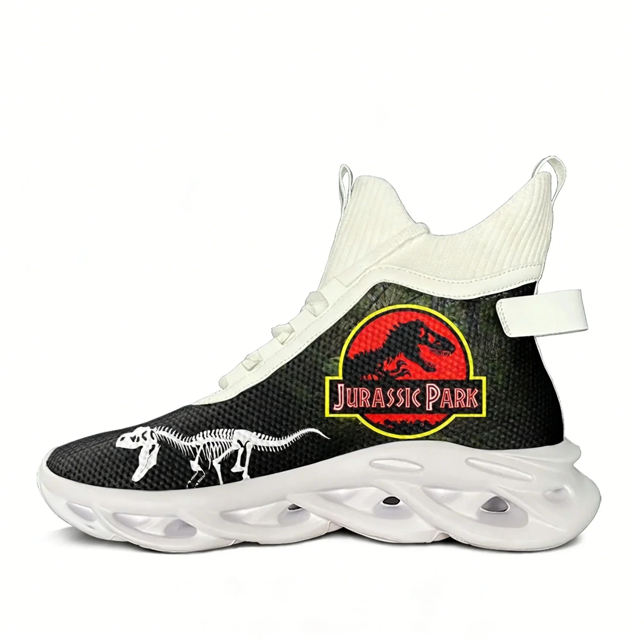 

Hot Jurassic Park Dinosaur Anime High Top Flats Sneakers Men Women Hiking Sneakers Travel Lightweight Shoe Running Shoe