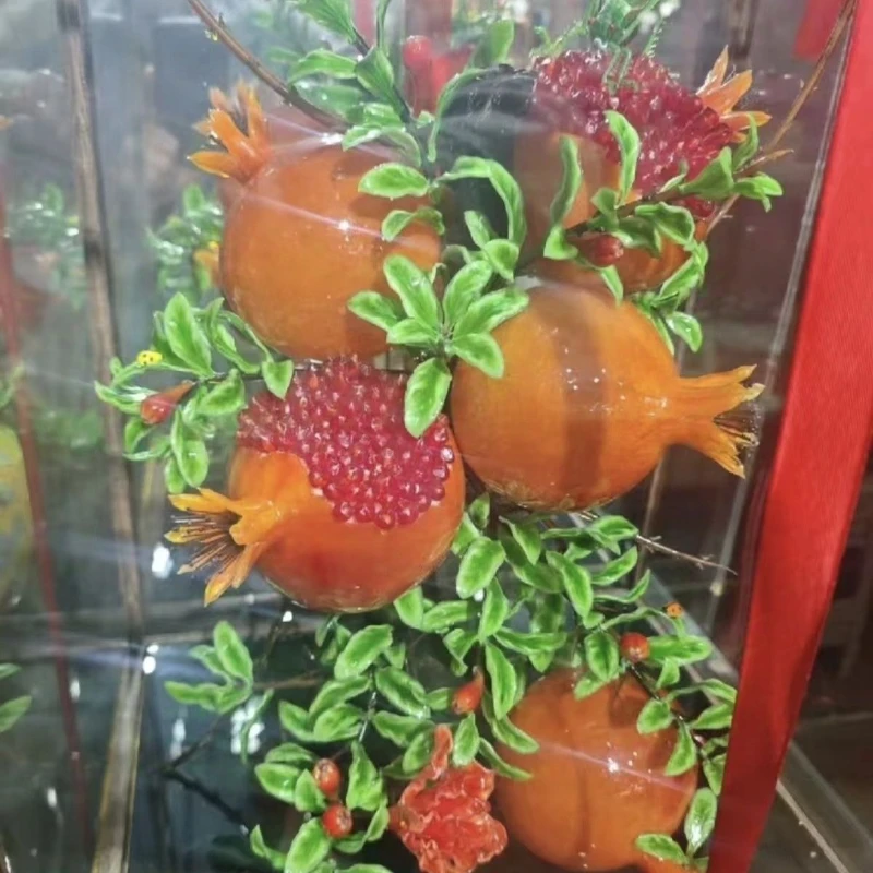 

Purely handmade glazed lamp worker pomegranate ornament