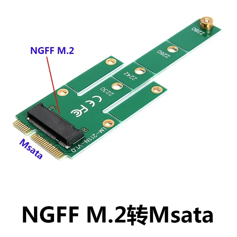 mSATA to M.2 NGFF Adapters Convert Card 6.0Gb/s NGFF M.2 SATA-Bus SSD B Key to mSATA Male Riser M.2 Adapter for 223ard With hous