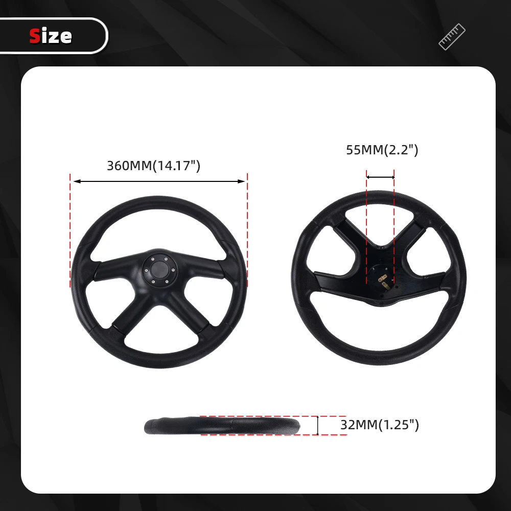 RASTP-Universal 14inch 350mm Racing Steering Wheel Skidproof PU Leather Car Sport Steering Wheels Car Accessories STW080 - Image 2