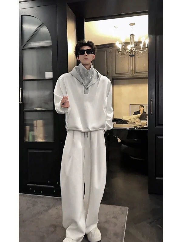 

Мужской спортивный костюм American Sle Heavyweight: худи и брюки, весенняя коллекция, повседневный стиль, эффект солнечного освещения, длинный рукав, длинные брюки