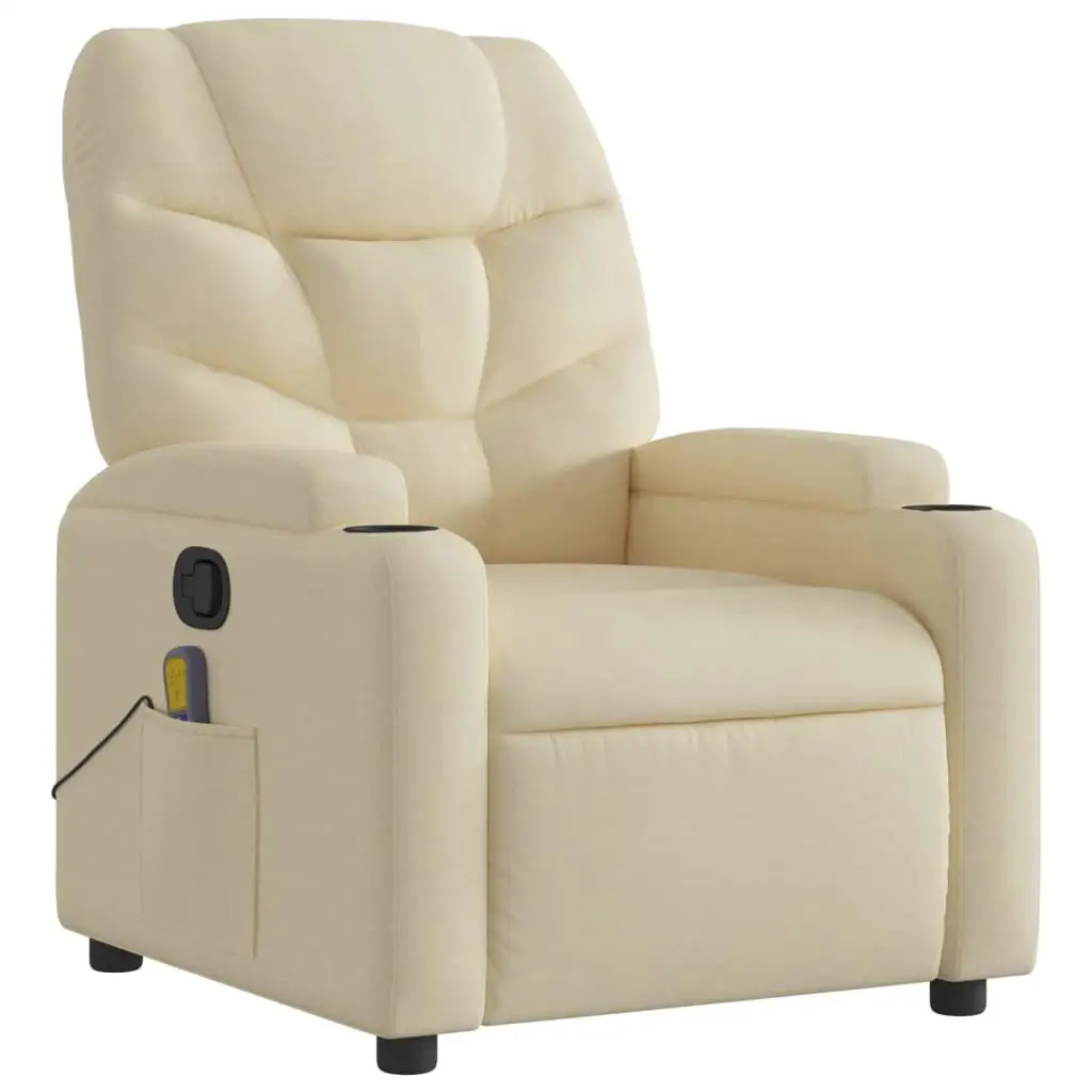 Cream Fabric Massaging Recliner Chair for Comfort and Relaxation