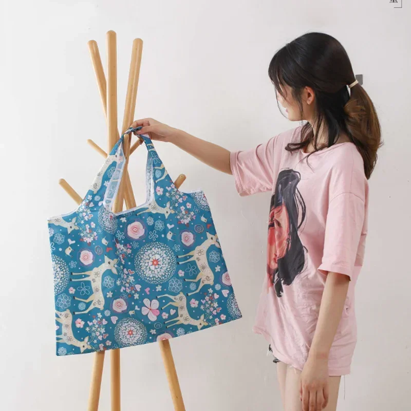 Large Shopping Storage Bags Reusable Bag Grocery Package Beach Toy Bags Shoulder Shopping Pouch Foldable Travel Tote Pouch