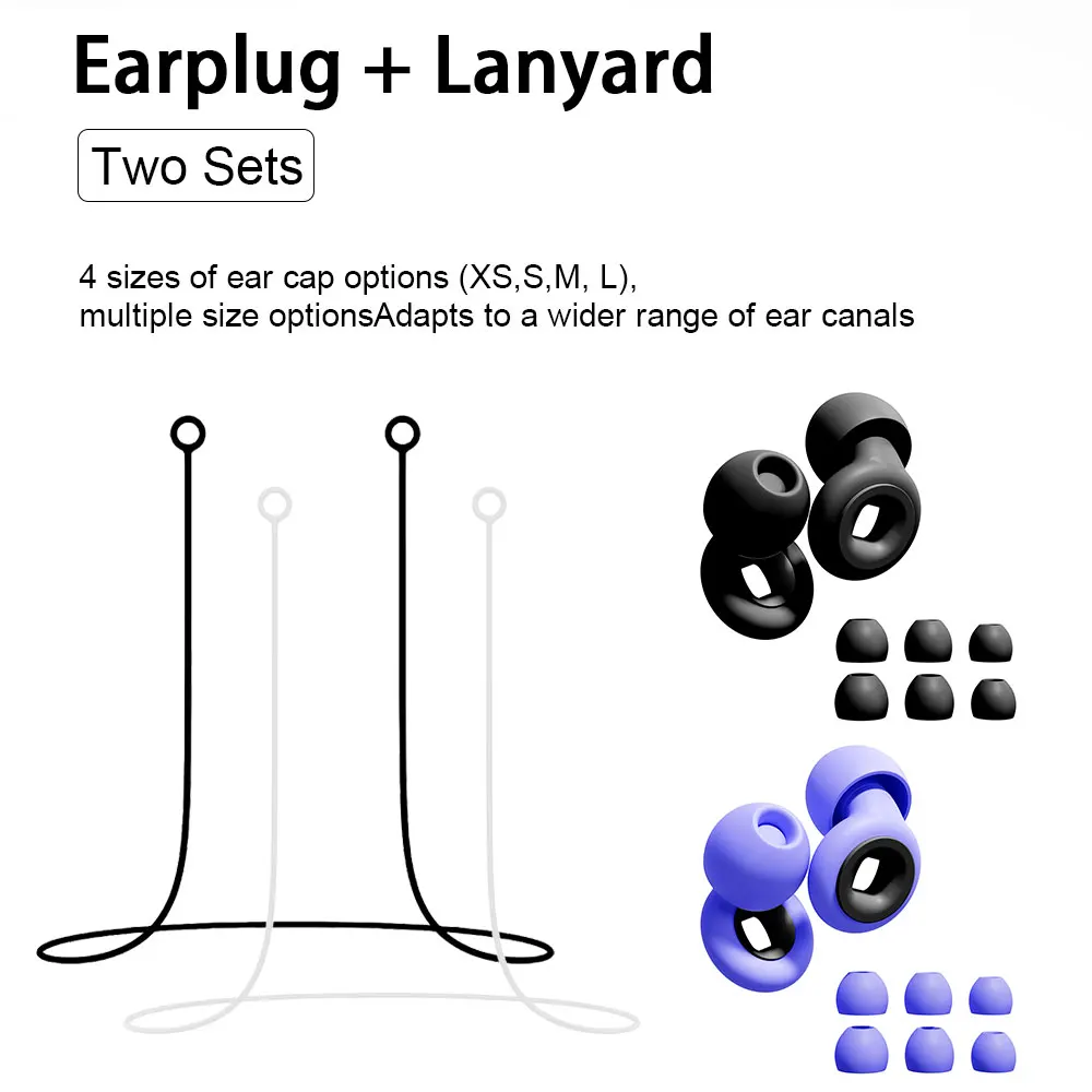 Soft Reusable Waterproof Noise Blocking Ear Plugs, Anti-Lost Lanyard for Swimming Sleeping Travel Work Study