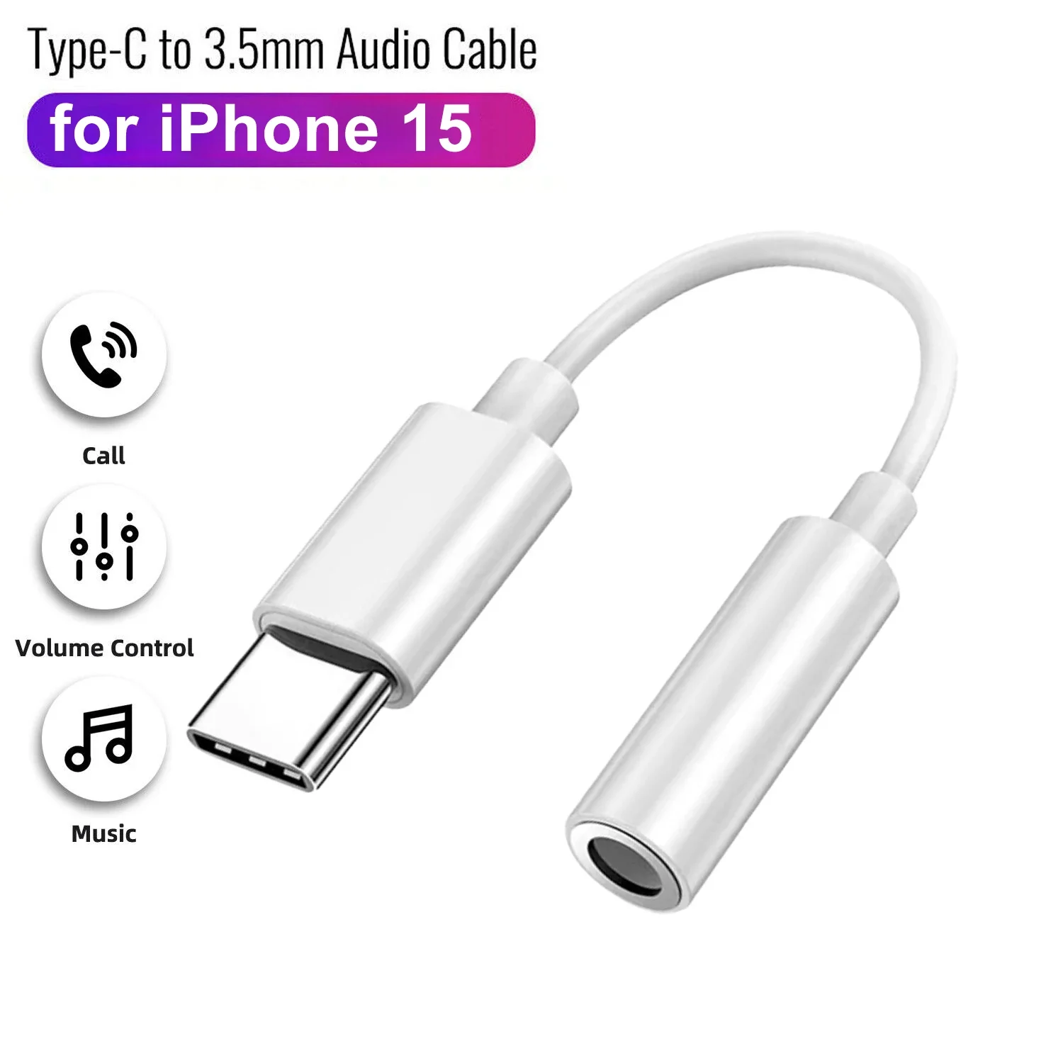 Headphones Adapter Cable For iPhone 15 Pro Max Plus For Samsung Xiaomi Type C to 3.5mm Female Audio Converter Phone Accessories