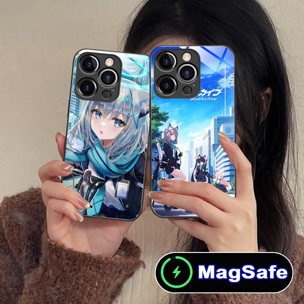 

Чехол для телефона Blue Archive Shiroko для iPhone 16, 15, 14, 13, 12, 11 Pro Max Plus Mini MagSafe, защитное стекло, красивый защитный смартфон