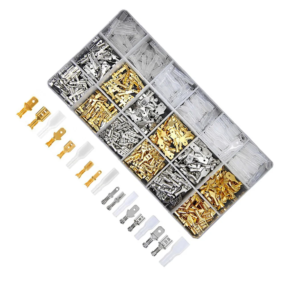 

720 шт. комплект обжимных разъемов для изолированных проводов 2,8 мм 4,8 мм 6,3 мм лопаточные разъемы для однотонных многожильных проводов, огнестойкие