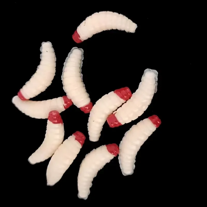 50 Uds. Cebo de pescado beige/blanco cebo blando pesca cebo biónico Swimbait cebo de silicona gusano suave pan Artificial señuelos de lombriz de tierra - imagen 4