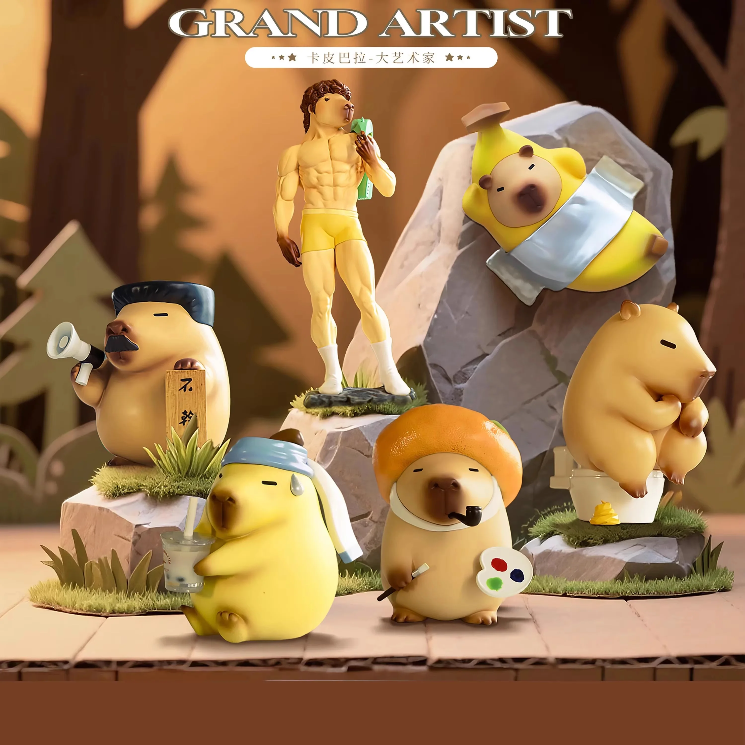 Nieuwe Echte Luck Moai Capybara Grote Kunstenaar Serie Figuur Blind Box Decoratie Gift Speelgoed Capybara Anime Figuren Mystery Box