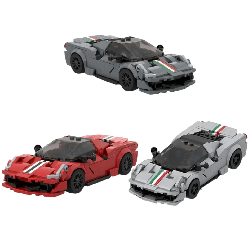 Technical Ferra Italian 488 Pista Speed Champions Light Gray Cars Techniced Building Blocks Bricks Set Kids Toys Gifts For Kids