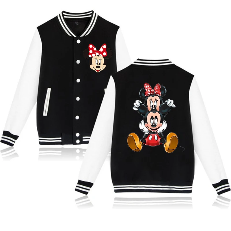 Disney-Sweat à capuche Minnie Mouse pour hommes et femmes, veste de baseball, sweat-shirt, haut pour bébé, vêtements pour enfants, fille, garçon,