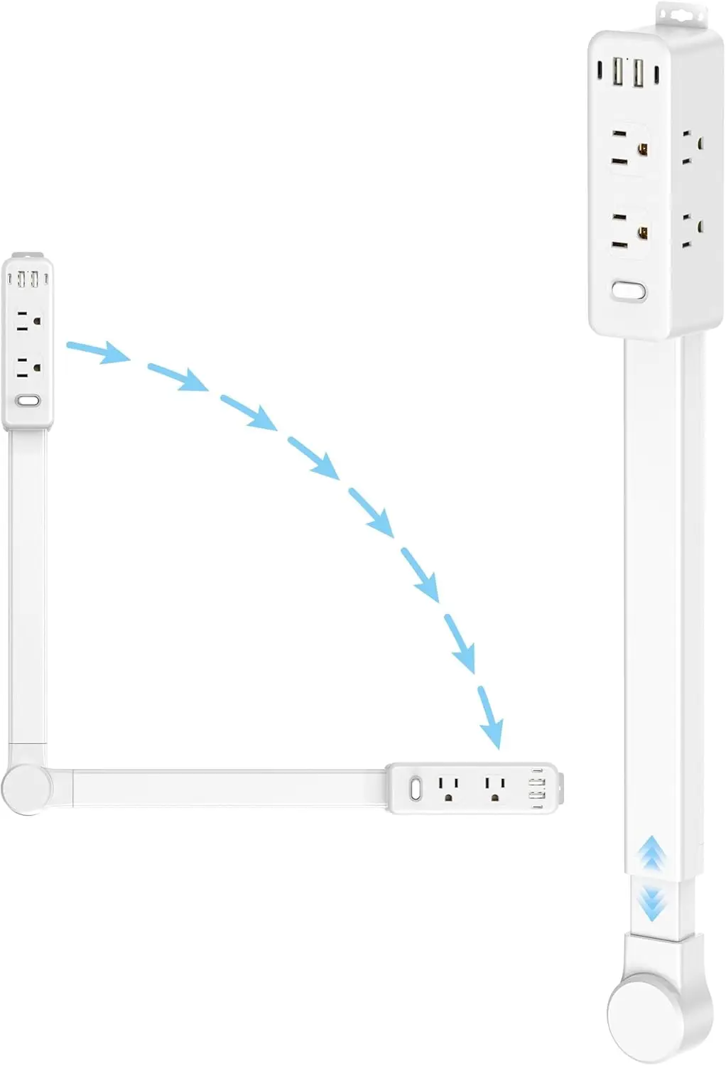 

Удлинитель-разветвитель с 6 розетками и 4 USB-портами, выдвижной на 22-34 дюйма, вращается на 180° ° (90 ° на одну сторону, общежитие для дома/общежития)