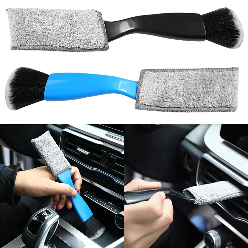 1/2Pcs Air Outlet Cleaning Dust Removal Soft Brush Air Conditioning Car Cleaning Tools Double-Sided Car Detailing Accessories