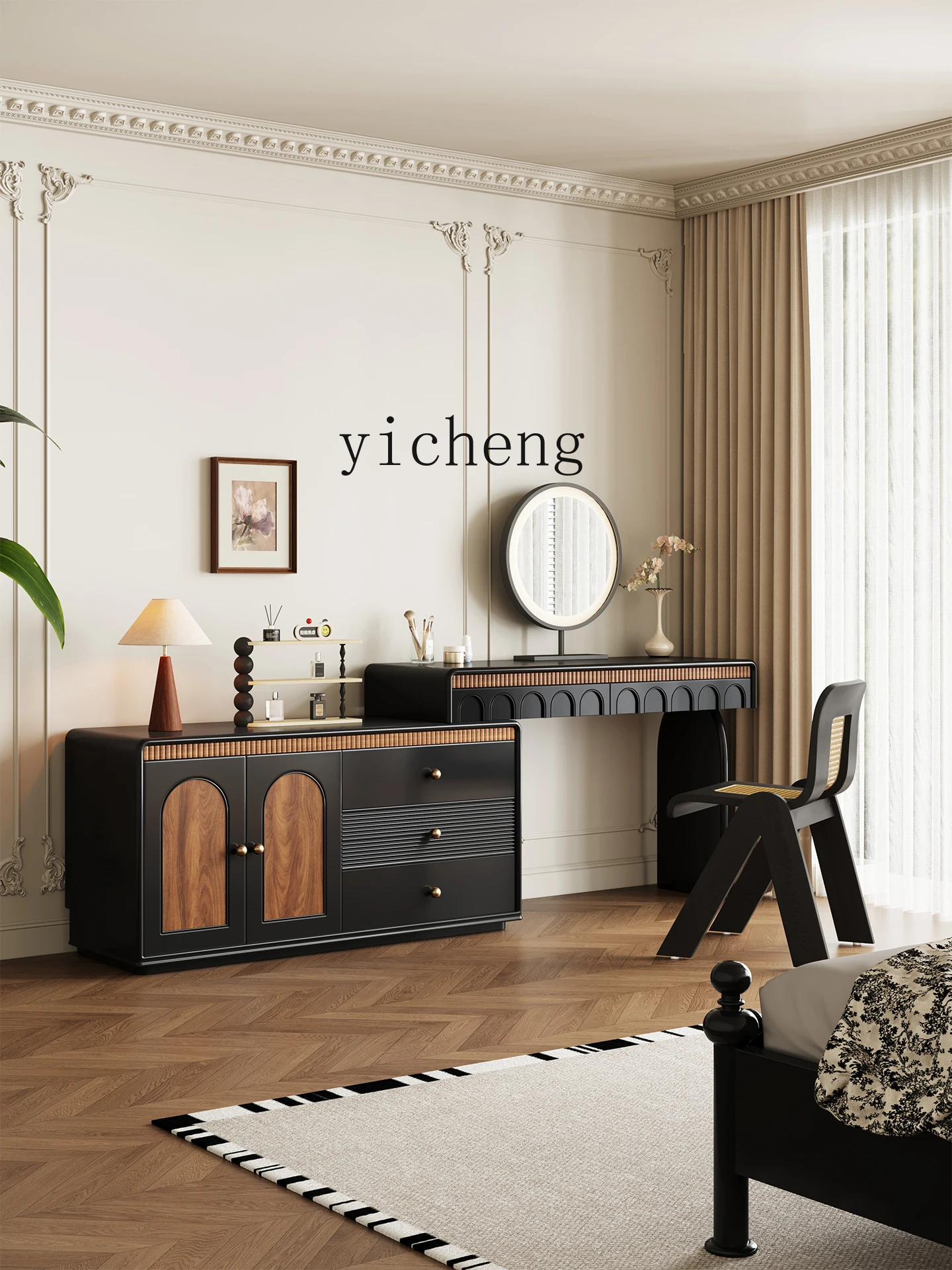 

LX Dressing Table and Chest of Drawers Integrated Bedroom Extendable Corner Makeup Table