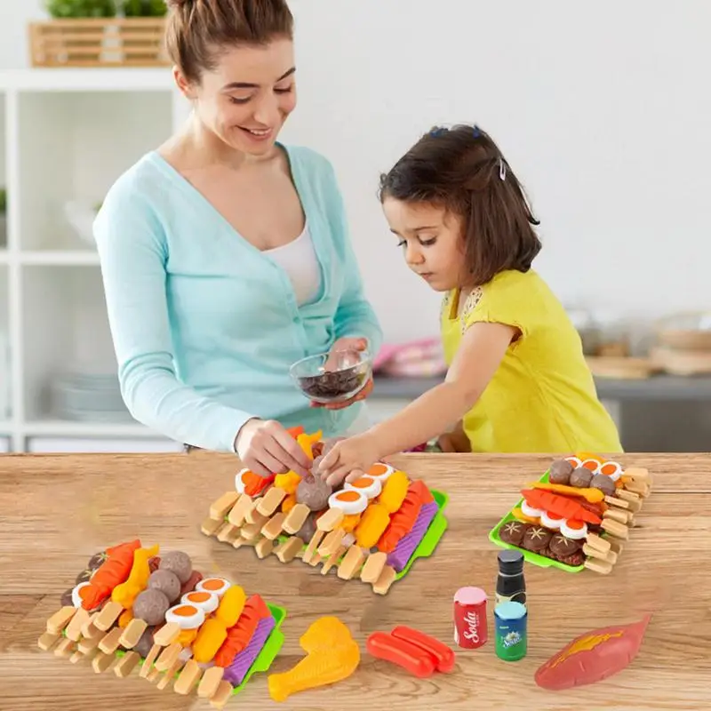 BBQ Grill Toy para crianças, Churrasco Play, Acessórios alimentares falsos, Camping Toy, Brinquedos interativos para meninos e meninas