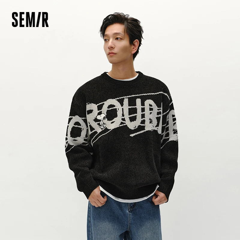 

Свитер Semir, мужской жаккардовый вязаный свитер с цветными блоками, зимняя новая мужская одежда, пуловер, мягкая трикотажная ткань, теплая, удобная, 2025, модная