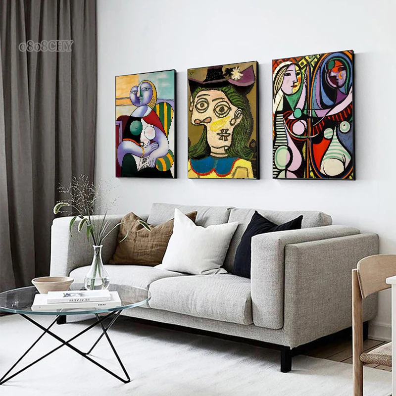Artist Pablo Picasso Classic Art Canvas Paintings Prints Poster Cubist Style Abstract Character Wall Art Painting for Home Decor