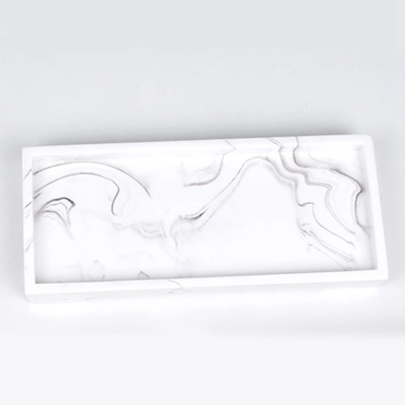Plateau de rangement marbré ABVC en résine, présentoir à bijoux, organiseur de cosmétiques, rectangulaire, pour la maison, le restaurant, l'hôtel, service de table