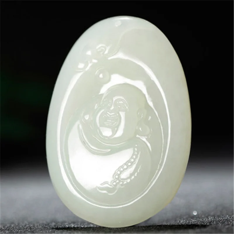 Hotan White Maitreya Laughing Buddha Women's Model Bodhisattva Jade Pendant