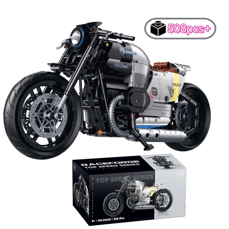 

High-quality 1:8 Technical motorcycle Model Building Block Assembly Unique Toys birthday Christmas gifts For Adults Kids 508pcs