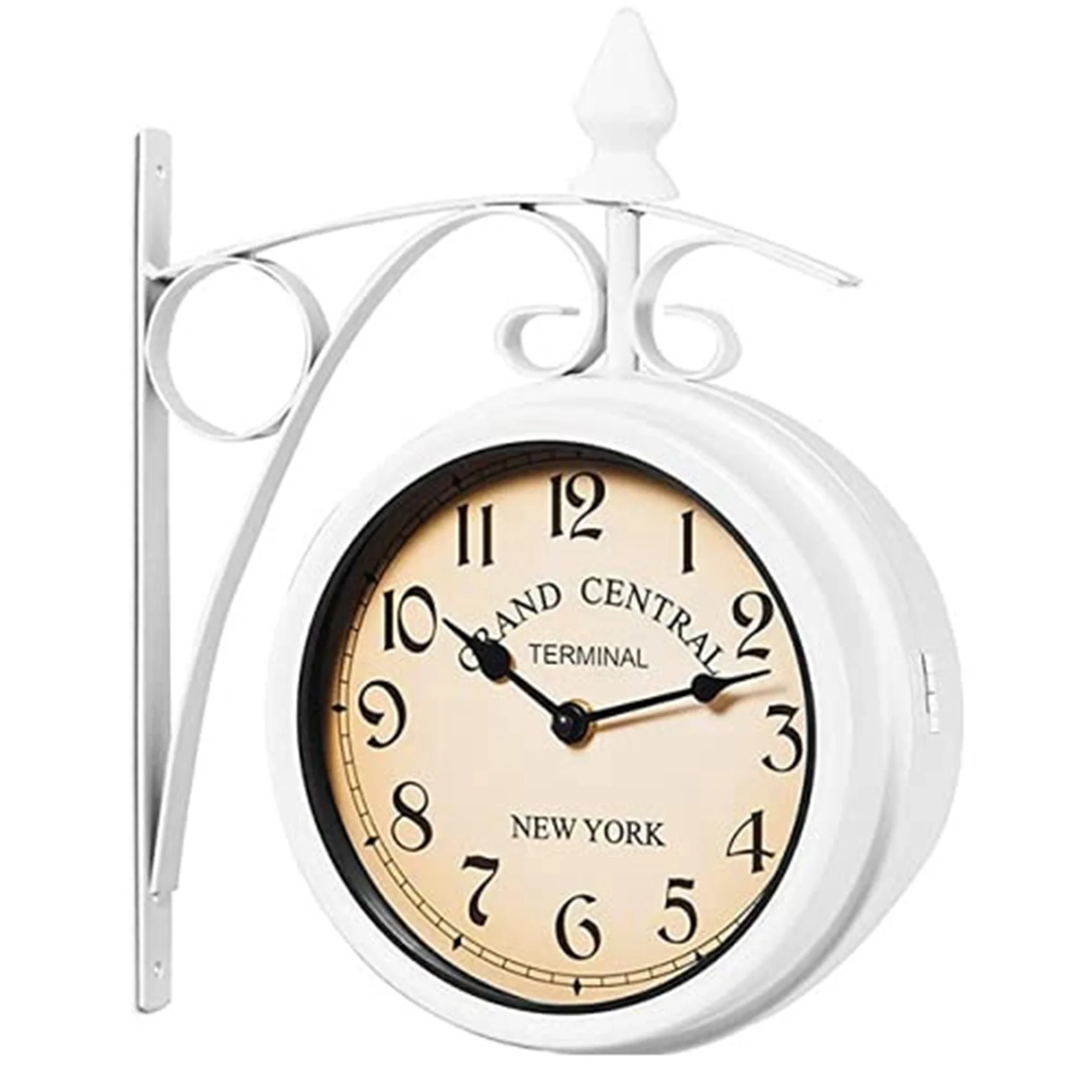 Iron Round Wall Hanging Double Sided Two Faces Retro Station Clock Round Chandelier Wall Hanging Clock Home Decor