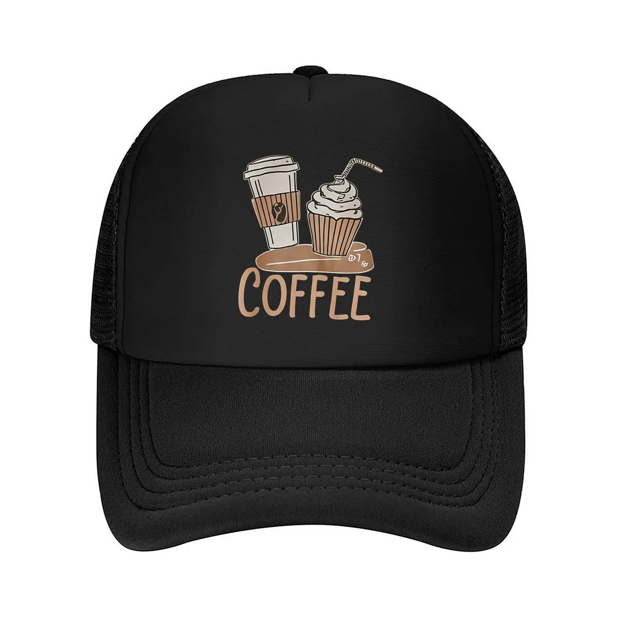 Coffee Print Loose Pajama Set 2026 Mesh Baseball Cap