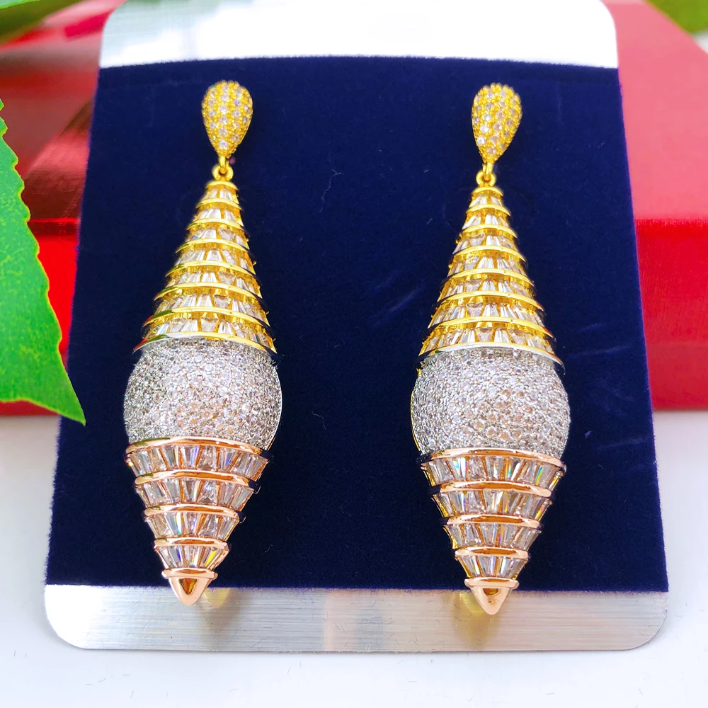 

Missvikki Luxury Fashion Dangle Earrings For Women Wedding Cubic Zirconia CZ Crystal Sparkling Naija Dance Party Earrings