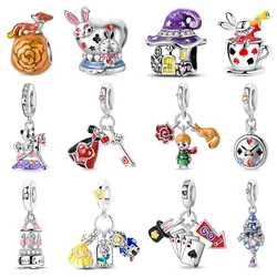 New 925 Silver Color Fox Rabbit Rose Castle Fairy Tale Charms Beads Fit 3mm 925 Original Bracelets DIY Jewelry Birthday Gift