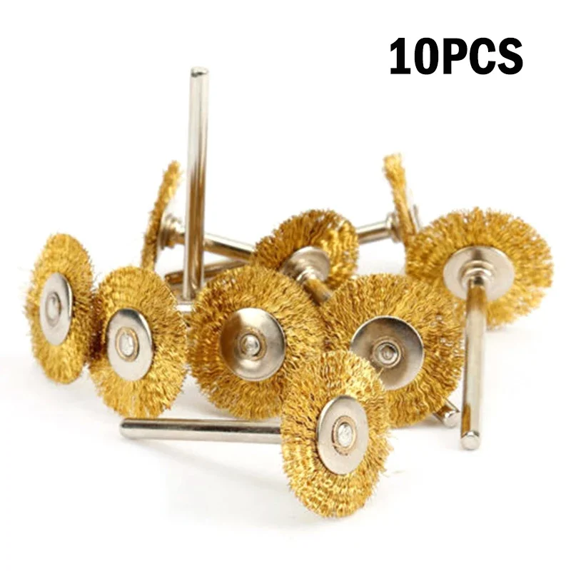 10Pcs Brass Wire Brush Round Paint  Rust Remover Brushes Metal Grinding Polishing Burring Wheel Disc For Grinder Rotary Tools