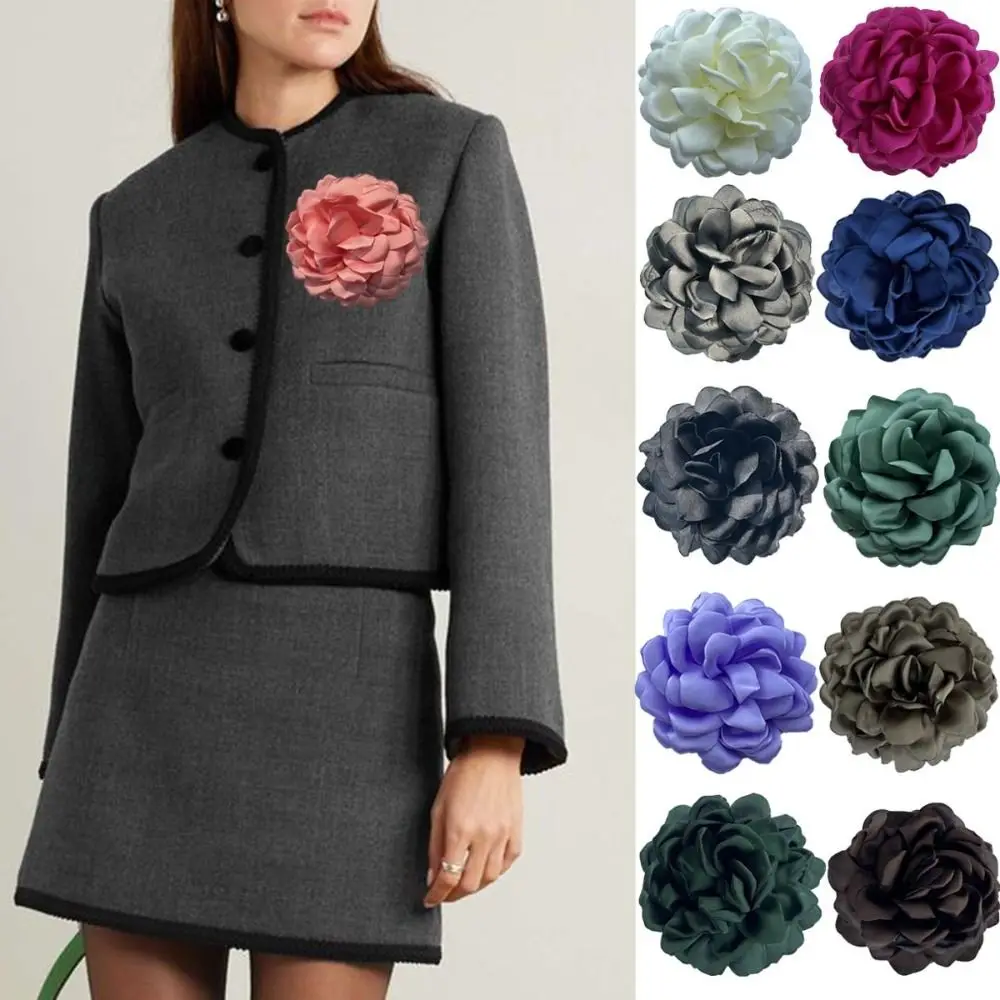 New Korean Multi Layered Camellia Brooch Handmade Women Fabric Flower Pin Brooch Clothing Accessory Fashion Sweater Coat Pin