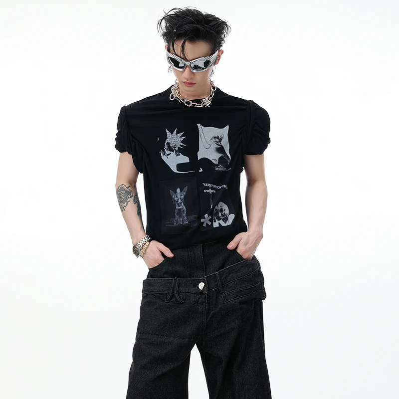 LUZHEN Printed Fashion Sleeve Cute Long Cartoon T-shirts Pattern Men's 2026 New High Quality Original Streetwear Clothes JY9107