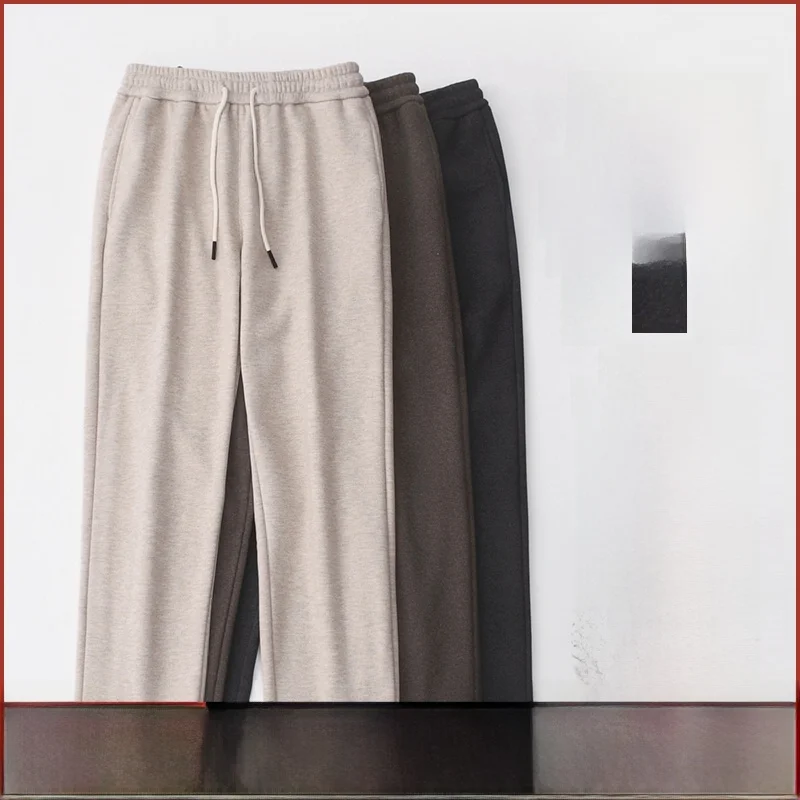 

Warm Fce Lined Woolen Casual Pants for Men Youth Faion Urban Sle Long Trousers Thiened Autumn Winter New Arrival