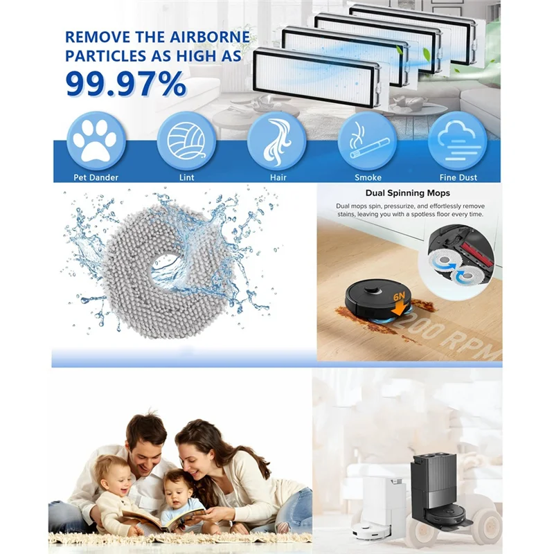 

A84G-Cleaning Robot Cleaning Kit For Roborock Q Revo Accessory Kit, Including Main Brush,Mop Pad,Side Brush,Filter Hepa, Etc.