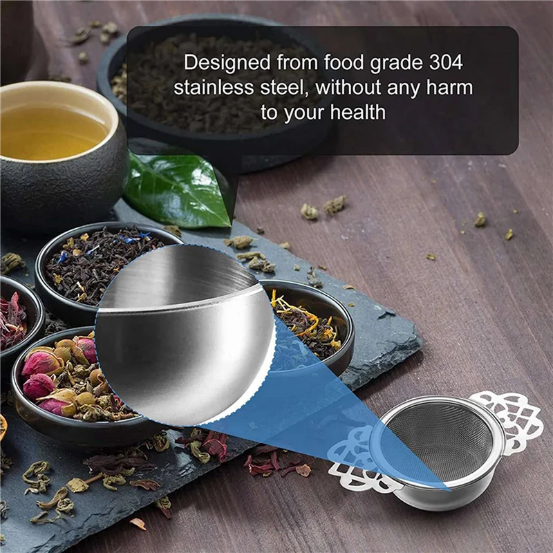 ABYP 4Pcs Tea Filter, Stainless Steel Tea Strainer With Bowl, Ultra Fine Mesh Tea Strainers With Double Winged Handles