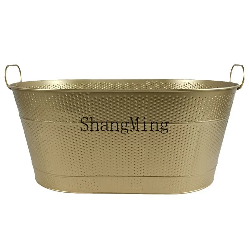 PYH light luxury gold oval galvanized iron champagne bucket commercial large capacity bar bucket beer ice basin