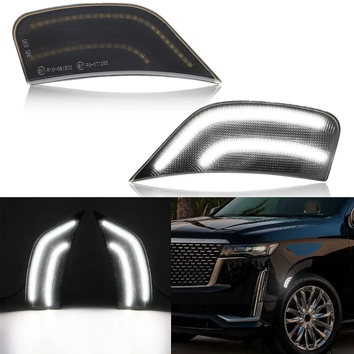 2PCS LED Front Fender Side Marker Bumper Light For Suburban Tahoe Escalade ESV GMC Yukon 2021-2023