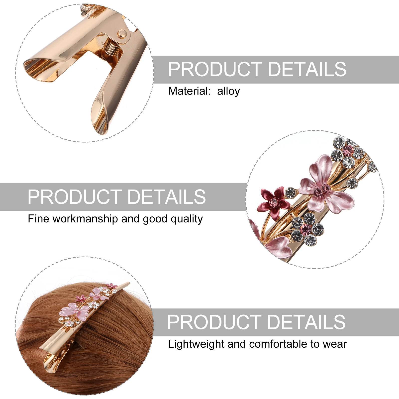 

Large Duckbill Clip Floral Hair Accessory for Women Vintage Clips Barrettes Bride
