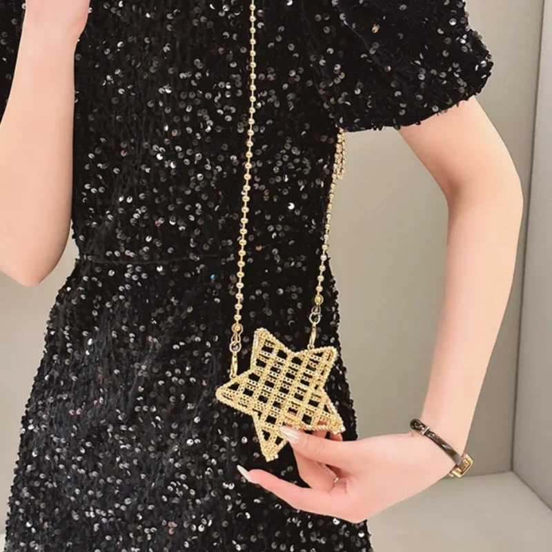 Fashion Five-pointed Star Shape Mini Crossbody Bag Designer Acrylic Key Lipstick Banquet Bag Cute Chain Evening Bag Femininas